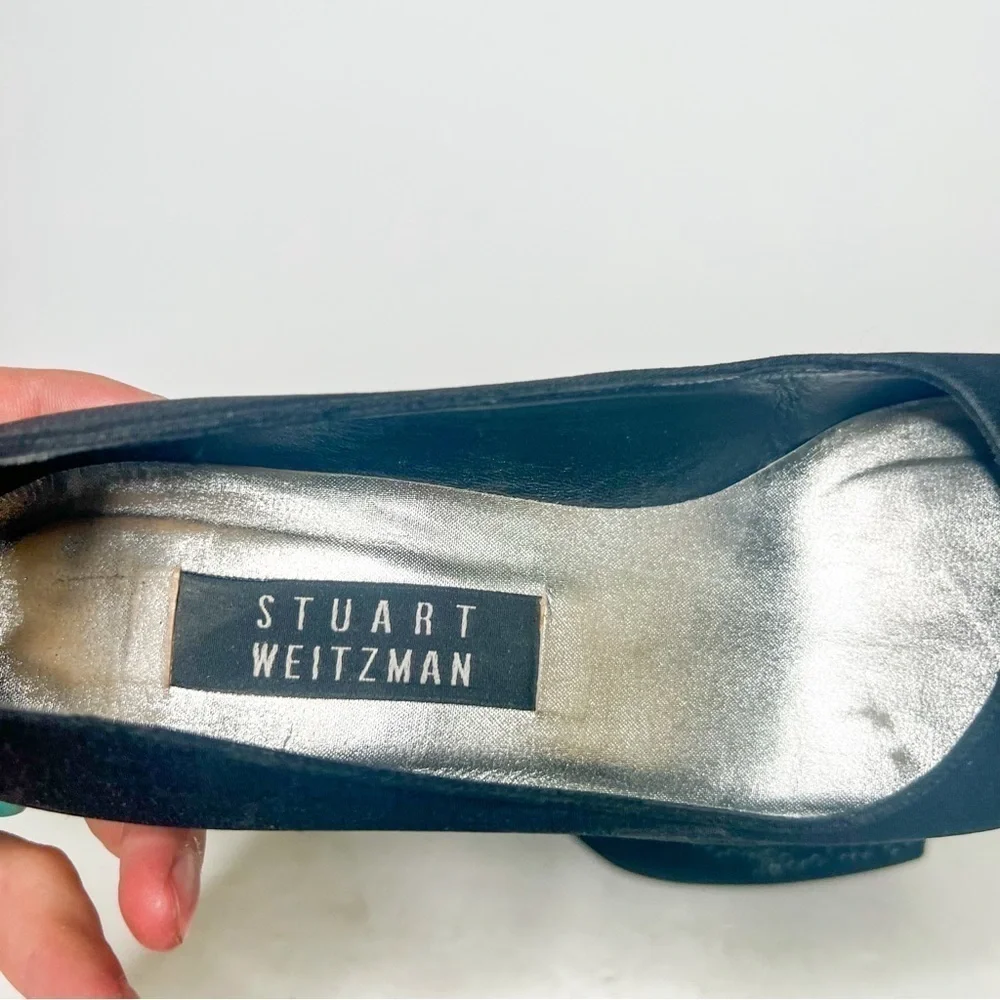 VTG Stuart Weitzman Black Fabric Rhinestone Heels Pumps Size 6.5 Women’s